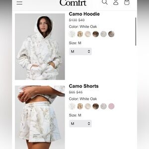 Comfrt White Oak Camo Hoodie and shorts